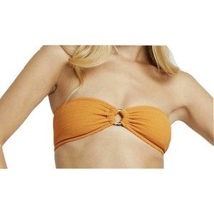 Topshop Crinkle Ring Bandeau Bikini Swimsuit Top Lined Size 4 Fits like Size 2